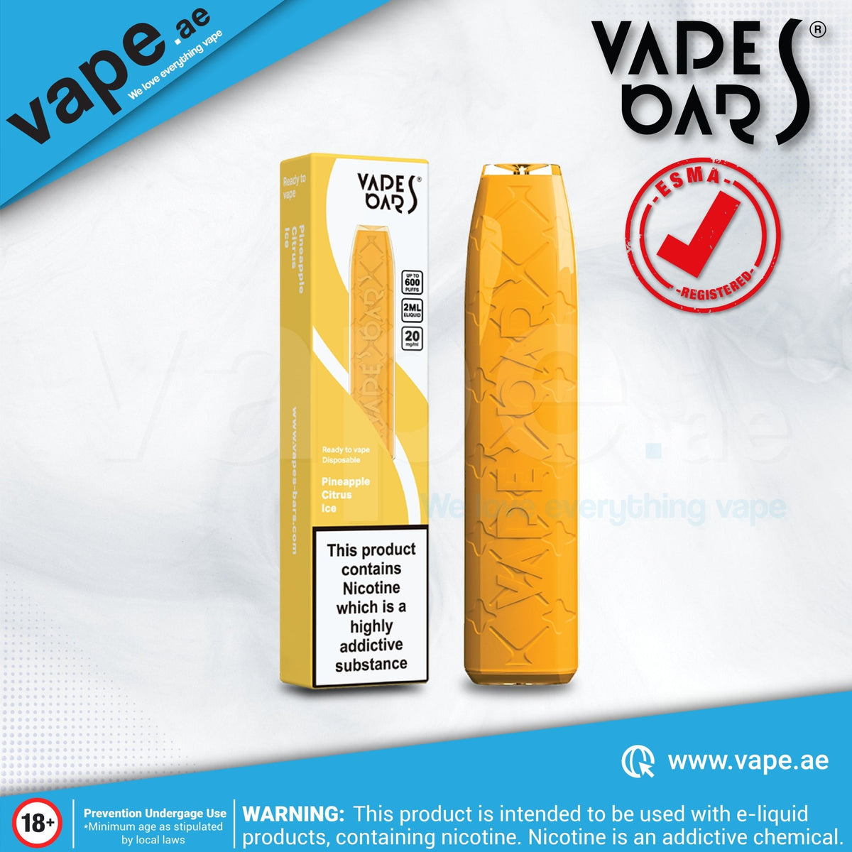 Pineapple Citrus Ice 20mg 800 Puffs by Vapes Bars Angel - VapeBoo